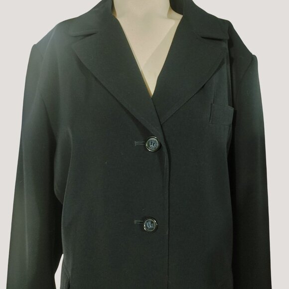 Large Dress Coat Jacqueline Ferrar Navy Blue Button Front Pockets Trench Coat - Picture 7 of 12